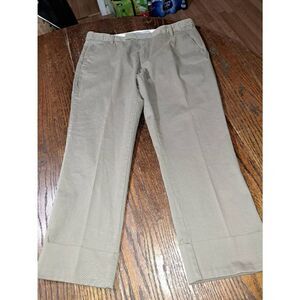 Size 8 Old Navy Brown Mid Rise Cuffed Hem Pleated Leg Capri Casual Pants